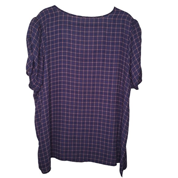 Maurices Lightweight Blue Plaid Blouse Plus Size 2X - Picture 2 of 6